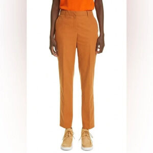 NWOT Lafayette 148 New York Clinton Ankle Pants Cotton Blend Rich Clay Brown 12